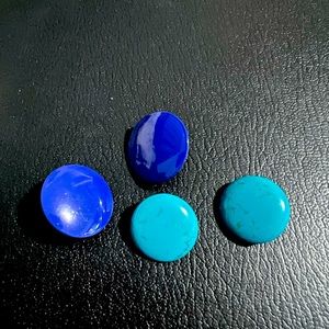 2 pair vintage blue button earrings
